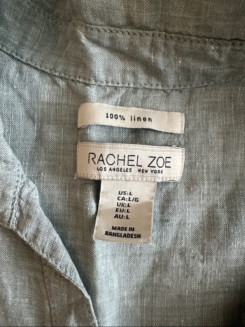 Rachel Zoe Light Sage Green Linen Button-Down Shirt - Picture 3 of 7